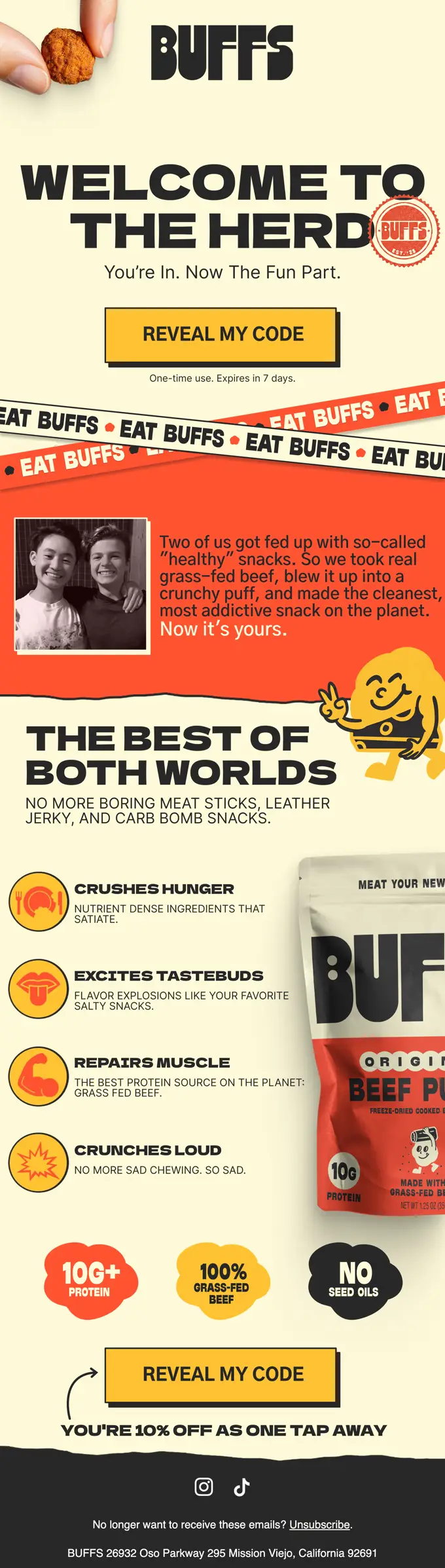 Buffs, Welcome series email